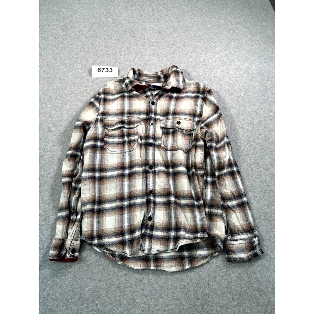 Rainforest Flannel Shirt Mens Large Multicolor Plaid Cotton Collared Button Up